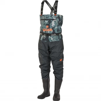 Полукомбинезон забродный NORFIN PILOT CAMO BOOTFOOT р.43-M-S с сапогами резина